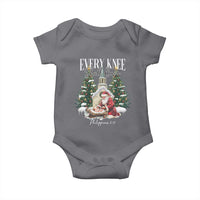 Every Knee Shall Bow Baby Onesie Nativity Scene Santa and Baby Jesus Christmas - Wonder Print Shop