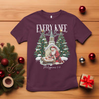 Every Knee Shall Bow T Shirt Nativity Scene Santa and Baby Jesus Christmas - Wonder Print Shop