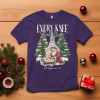 Every Knee Shall Bow T Shirt Nativity Scene Santa and Baby Jesus Christmas - Wonder Print Shop