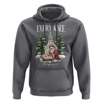 Every Knee Shall Bow Hoodie Nativity Scene Santa and Baby Jesus Christmas - Wonder Print Shop