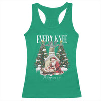 Every Knee Shall Bow Racerback Tank Top Nativity Scene Santa and Baby Jesus Christmas - Wonder Print Shop