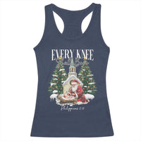 Every Knee Shall Bow Racerback Tank Top Nativity Scene Santa and Baby Jesus Christmas - Wonder Print Shop