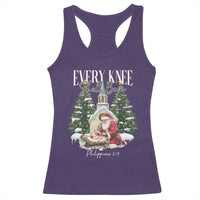 Every Knee Shall Bow Racerback Tank Top Nativity Scene Santa and Baby Jesus Christmas - Wonder Print Shop