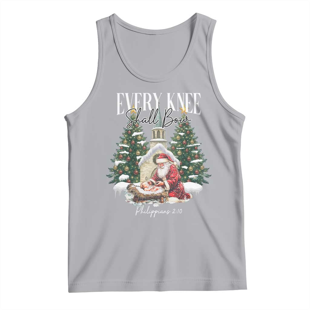 Every Knee Shall Bow Tank Top Nativity Scene Santa and Baby Jesus Christmas - Wonder Print Shop