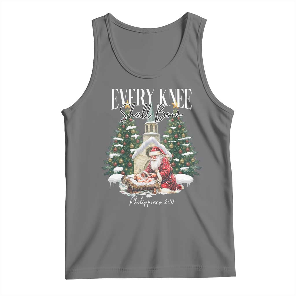 Every Knee Shall Bow Tank Top Nativity Scene Santa and Baby Jesus Christmas - Wonder Print Shop