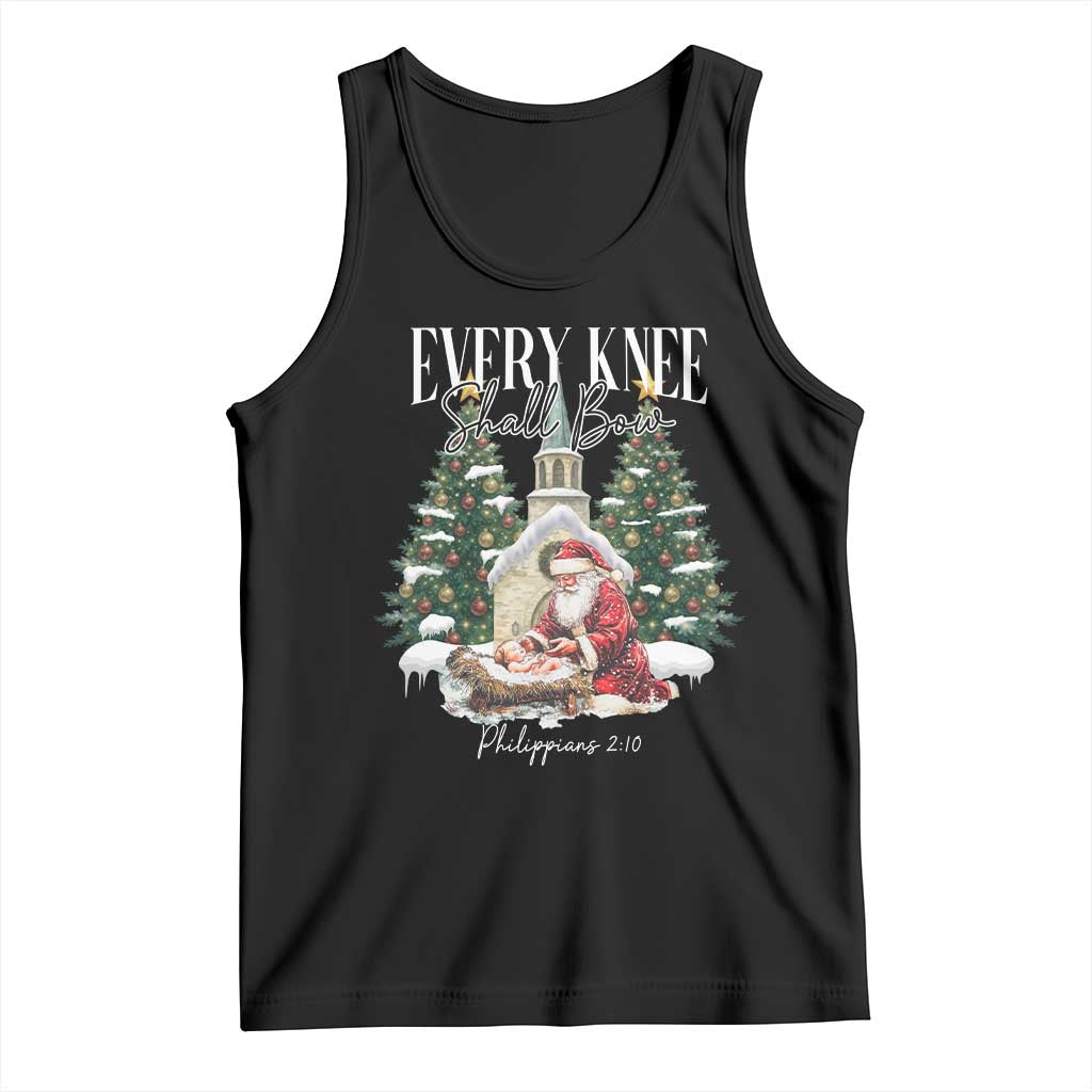 Every Knee Shall Bow Tank Top Nativity Scene Santa and Baby Jesus Christmas - Wonder Print Shop