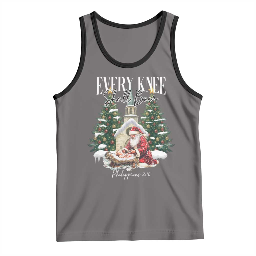 Every Knee Shall Bow Tank Top Nativity Scene Santa and Baby Jesus Christmas - Wonder Print Shop