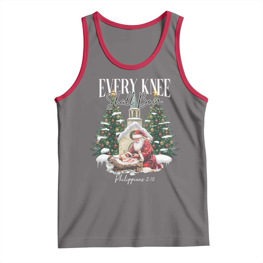 Every Knee Shall Bow Tank Top Nativity Scene Santa and Baby Jesus Christmas - Wonder Print Shop
