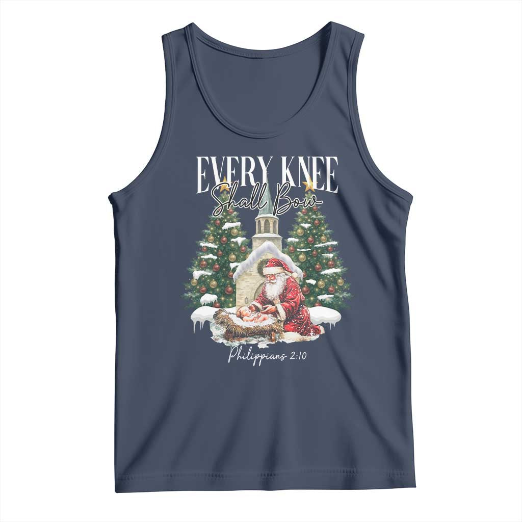Every Knee Shall Bow Tank Top Nativity Scene Santa and Baby Jesus Christmas - Wonder Print Shop