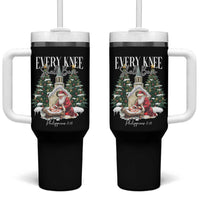 Every Knee Shall Bow Tumbler With Handle Nativity Scene Santa and Baby Jesus Christmas - Wonder Print Shop