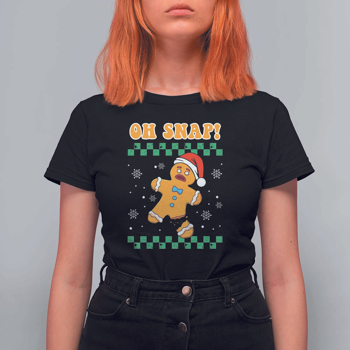 Gingerbread Man Oh Snap Christmas T Shirt For Women - Wonder Print Shop