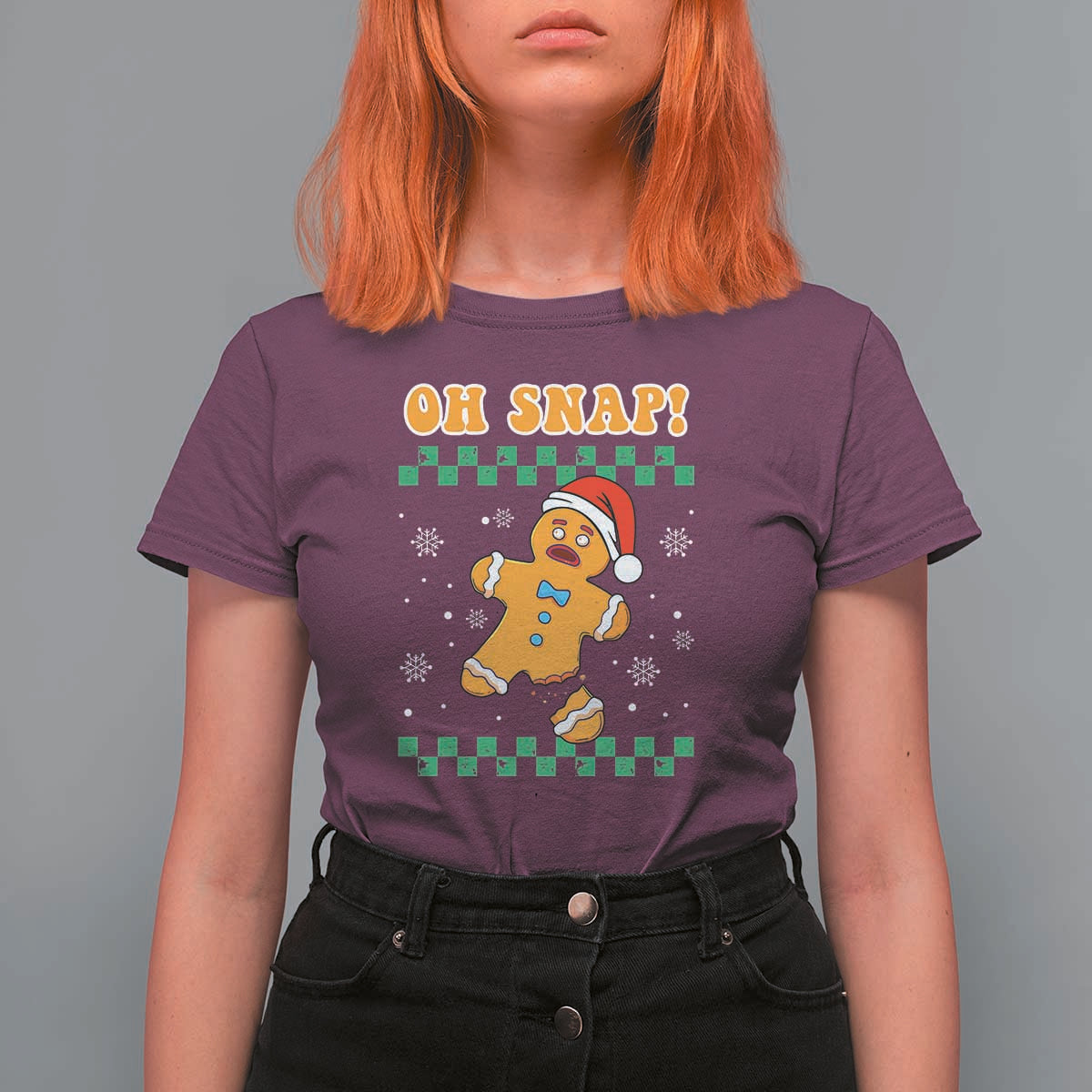 Gingerbread Man Oh Snap Christmas T Shirt For Women - Wonder Print Shop