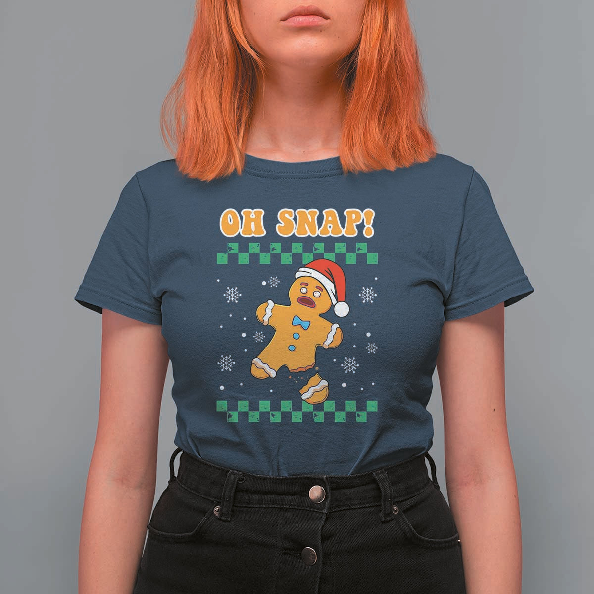 Gingerbread Man Oh Snap Christmas T Shirt For Women - Wonder Print Shop