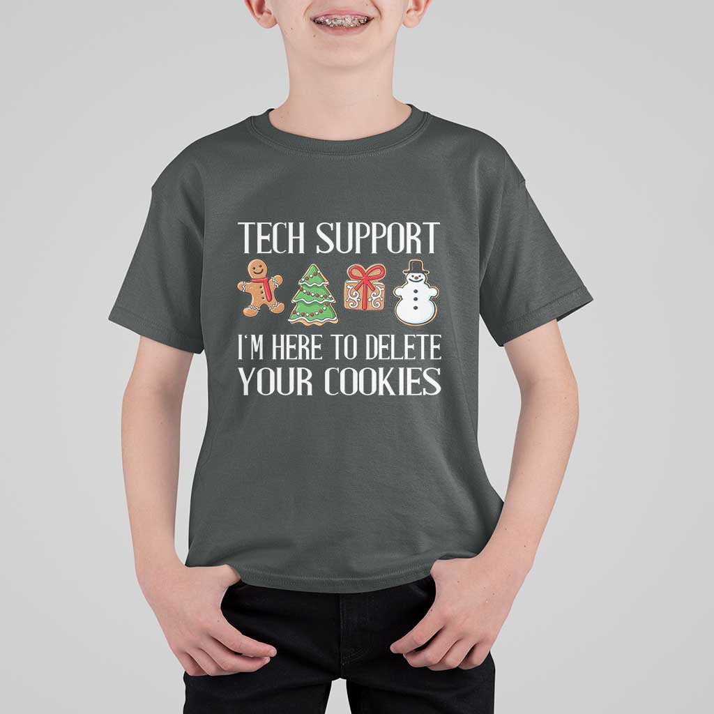 Christmas Tech Support T Shirt For Kid Here To Delete Cookies IT Xmas - Wonder Print Shop