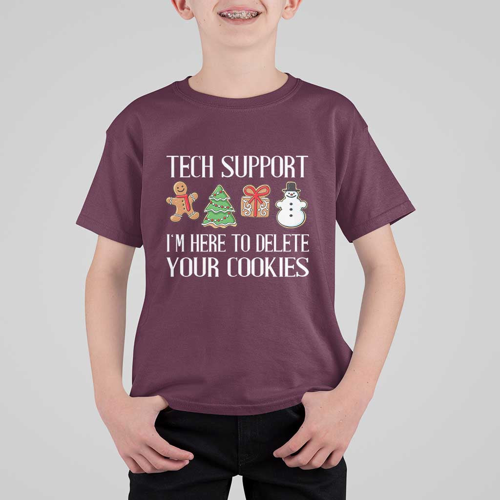 Christmas Tech Support T Shirt For Kid Here To Delete Cookies IT Xmas - Wonder Print Shop