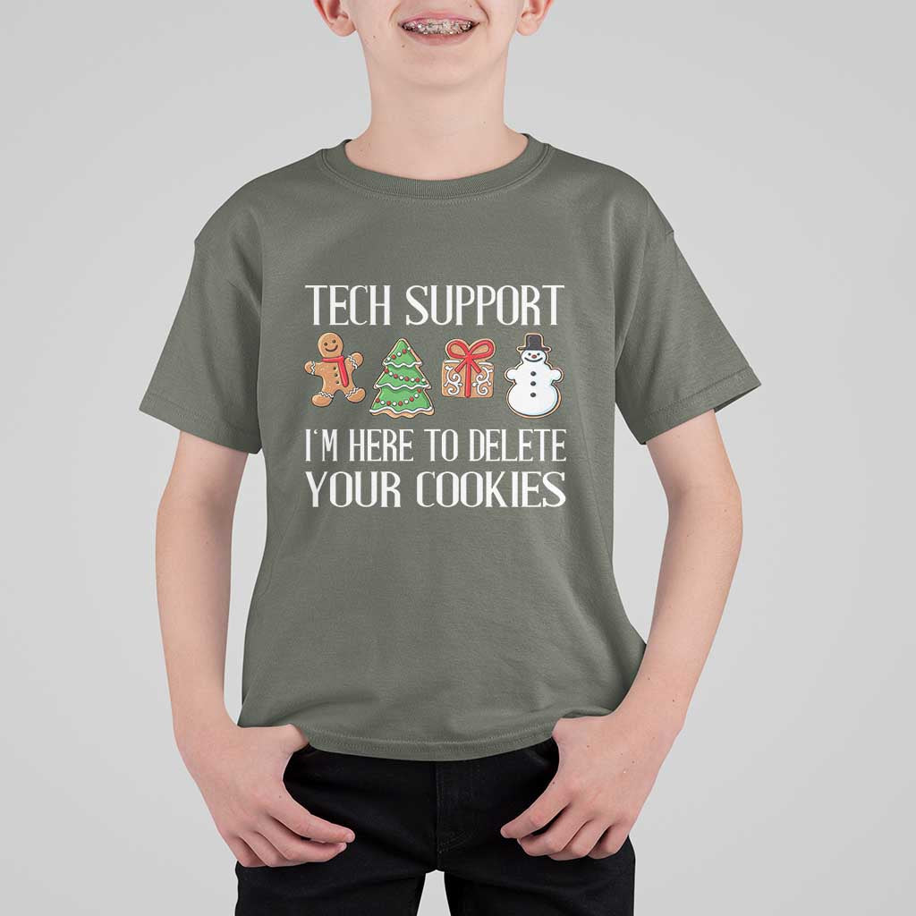 Christmas Tech Support T Shirt For Kid Here To Delete Cookies IT Xmas - Wonder Print Shop