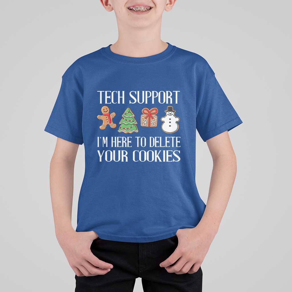 Christmas Tech Support T Shirt For Kid Here To Delete Cookies IT Xmas - Wonder Print Shop