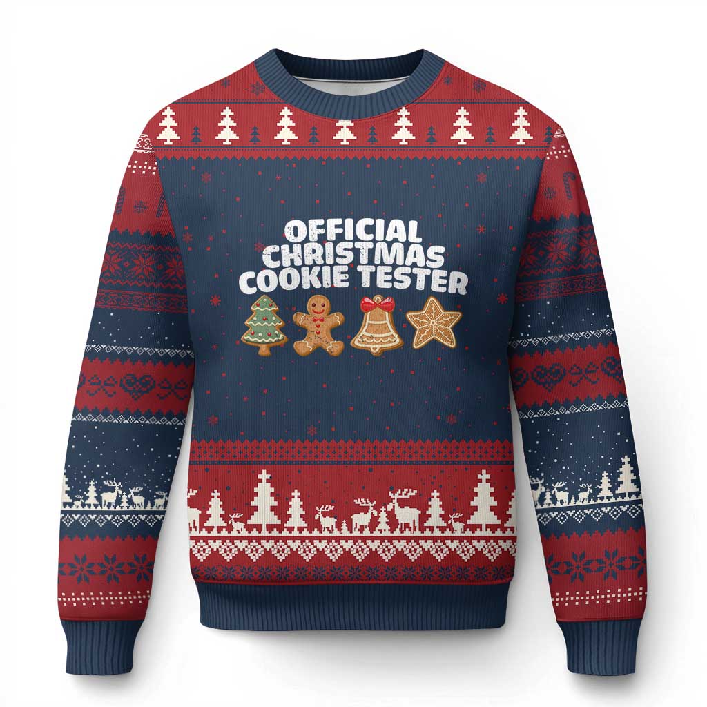 Official Xmas Cookie Tester Ugly Christmas Sweater Taster Baking Crew Sibling Matching - Wonder Print Shop
