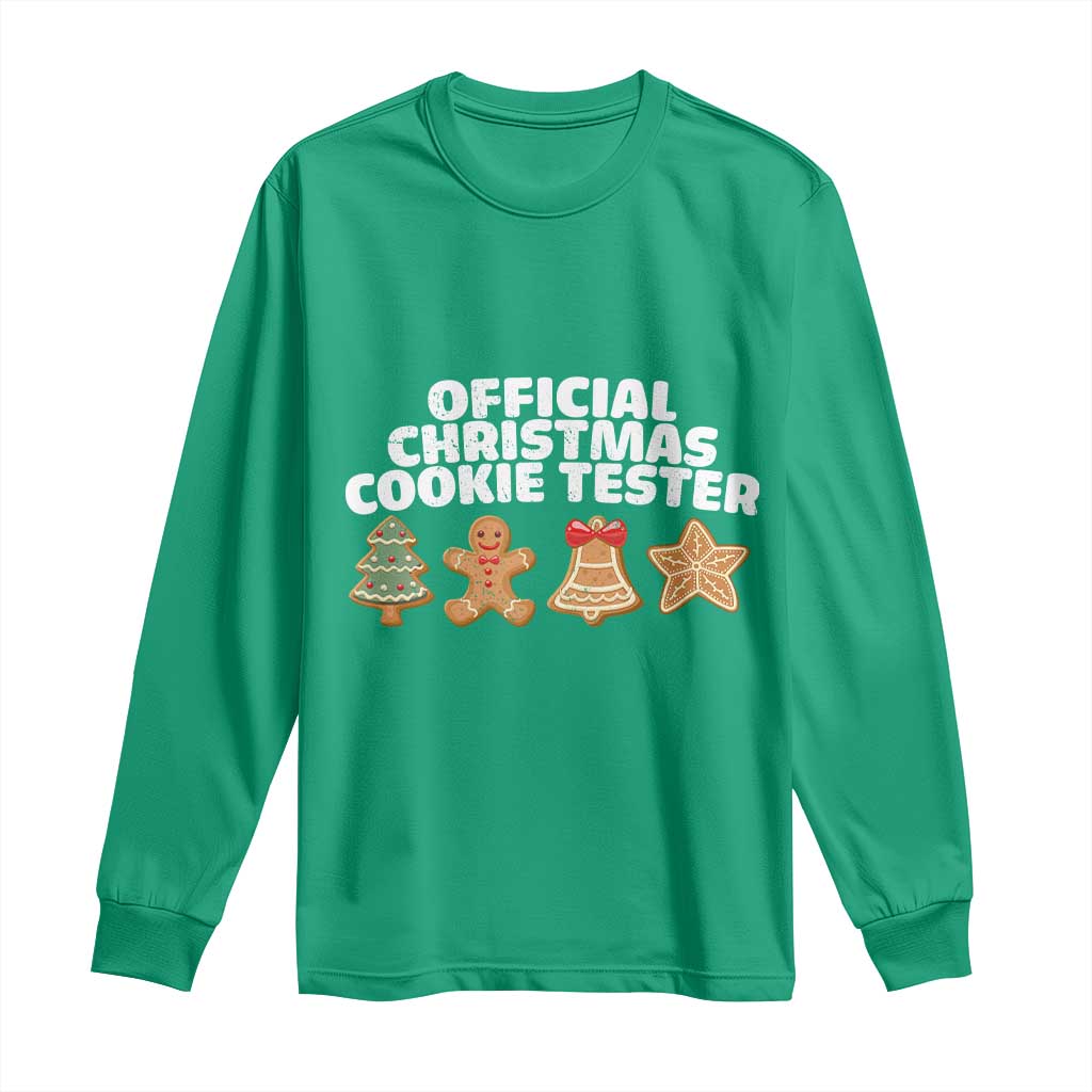Official Christmas Cookie Tester Long Sleeve Shirt Taster Baking Crew Sibling Matching - Wonder Print Shop