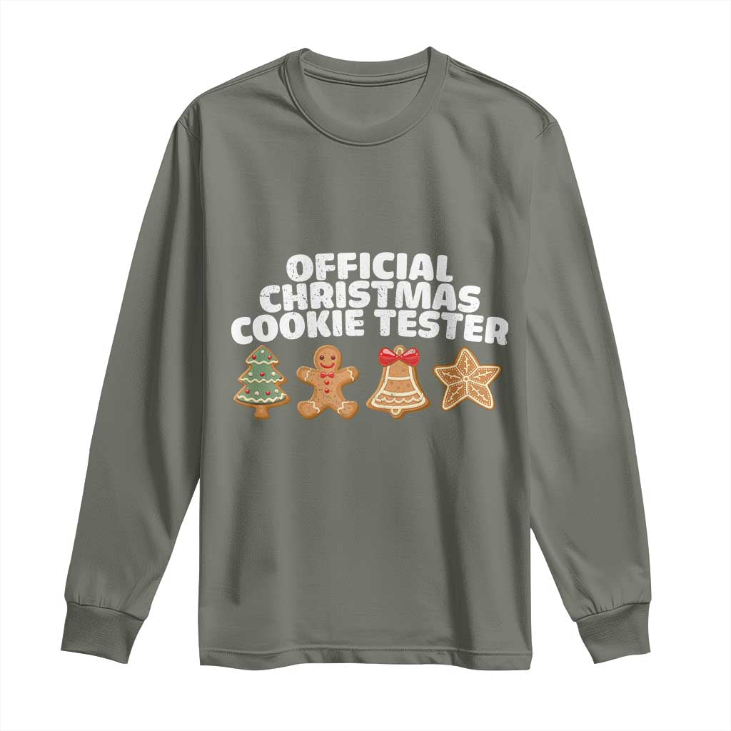 Official Christmas Cookie Tester Long Sleeve Shirt Taster Baking Crew Sibling Matching - Wonder Print Shop