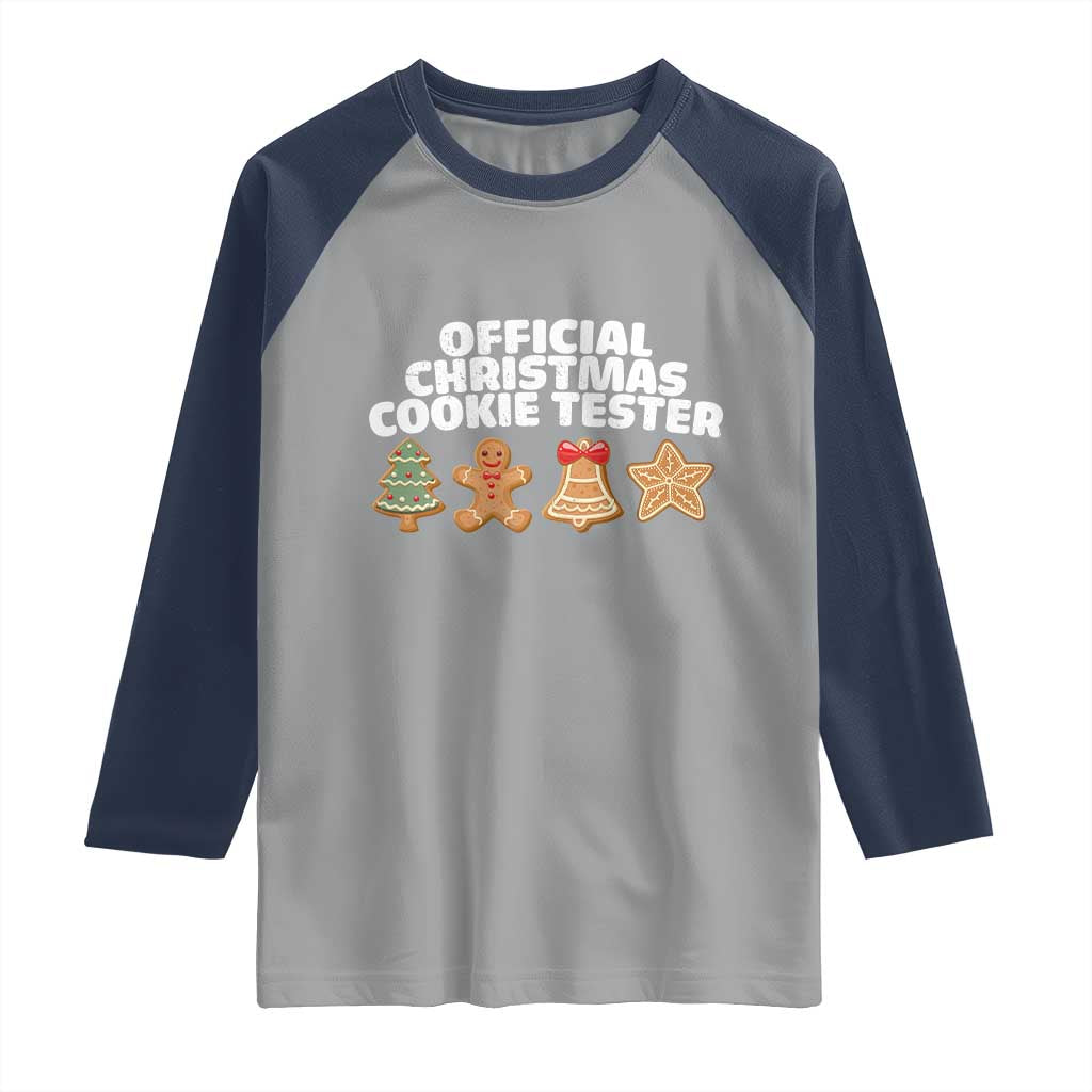 Official Christmas Cookie Tester Raglan Shirt Taster Baking Crew Sibling Matching - Wonder Print Shop