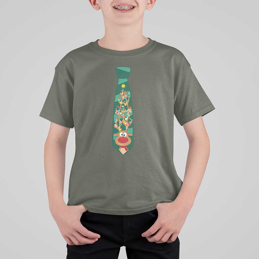 Funny Christmas T Shirt For Kid Tie With Reindeer For Family Matching Ugly Gift - Wonder Print Shop