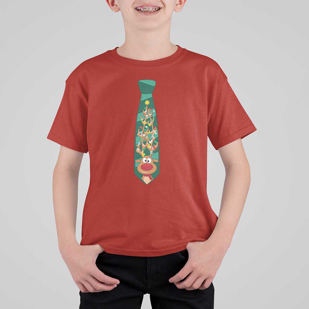 Funny Christmas T Shirt For Kid Tie With Reindeer For Family Matching Ugly Gift - Wonder Print Shop