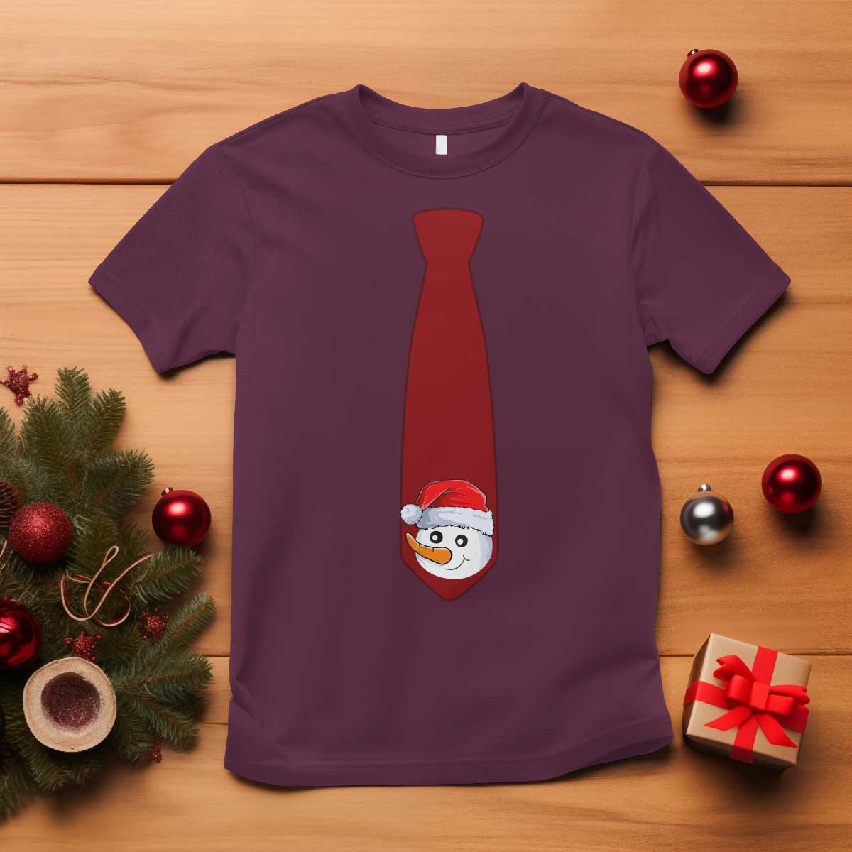 Funny Christmas T Shirt Tie With Snowman For Family Matching Ugly Gift - Wonder Print Shop
