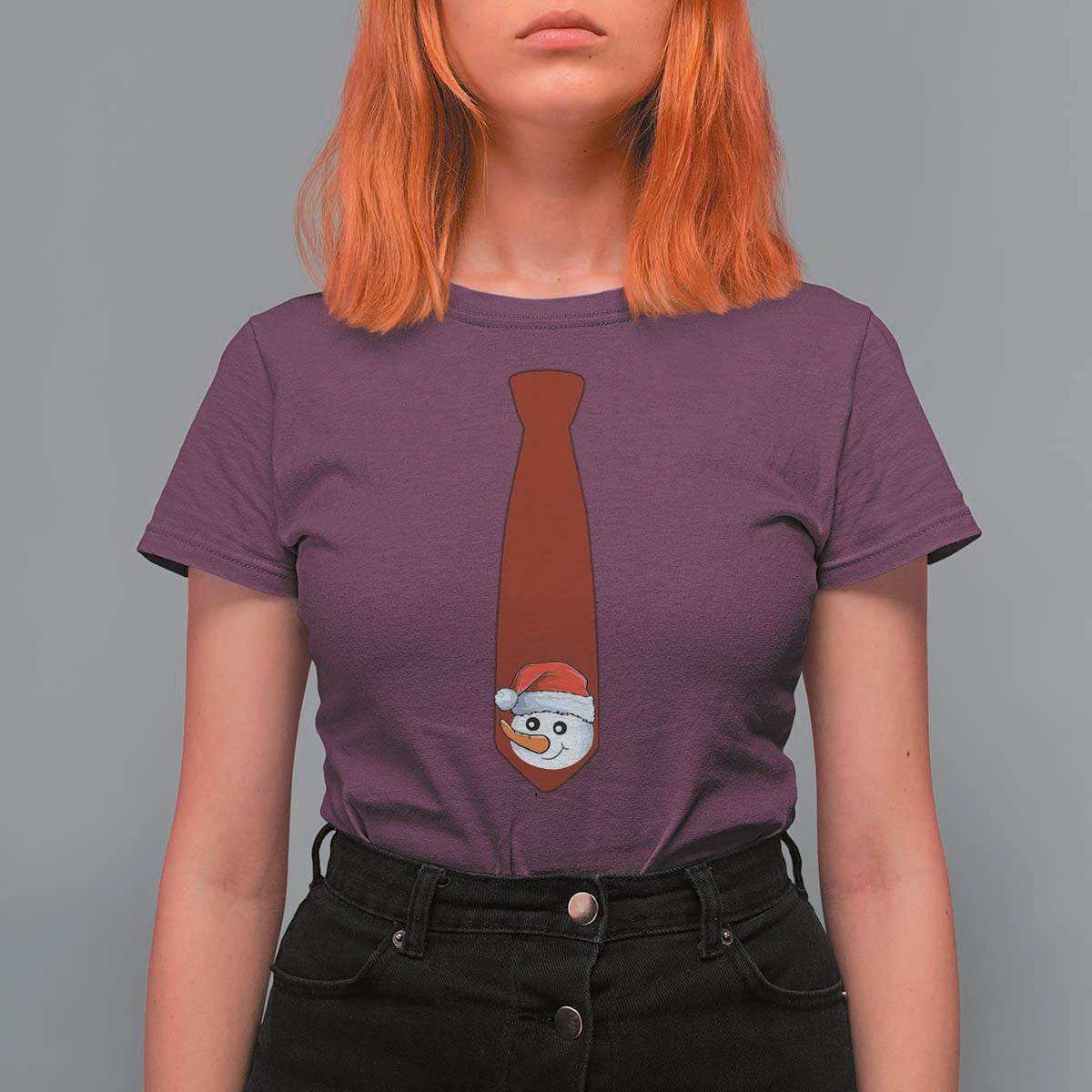 Funny Christmas T Shirt For Women Tie With Snowman For Family Matching Ugly Gift - Wonder Print Shop
