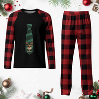 Personalized Funny Plaid Pajama Set Tie With Reindeer For Family Matching Custom Name Ugly Gift - Wonder Print Shop
