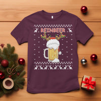 Christmas Couple Matching T Shirt Funny Winedeer Reinbeer Matching Ugly Sweaters Beer - Wonder Print Shop