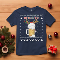 Christmas Couple Matching T Shirt Funny Winedeer Reinbeer Matching Ugly Sweaters Beer - Wonder Print Shop