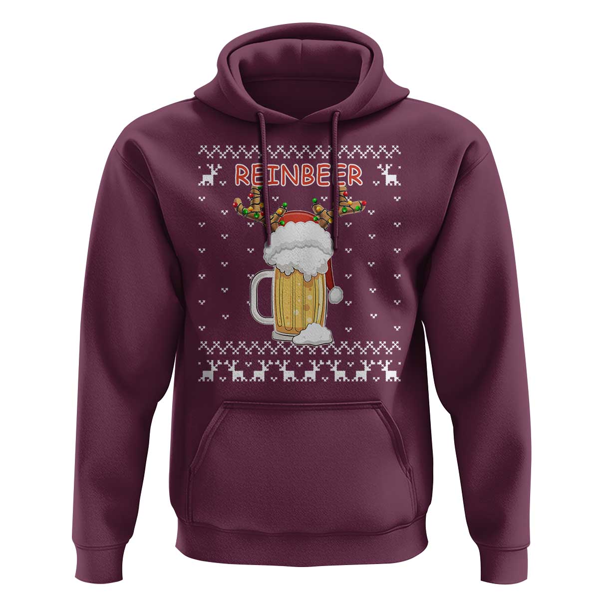 Christmas Couple Matching Hoodie Funny Winedeer Reinbeer Matching Ugly Sweaters Beer