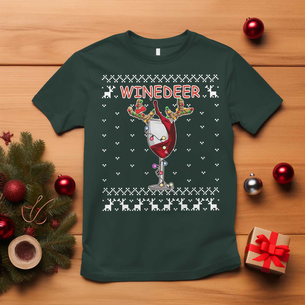 Christmas Couple Matching T Shirt Funny Winedeer Reinbeer Matching Ugly Sweaters Wine - Wonder Print Shop