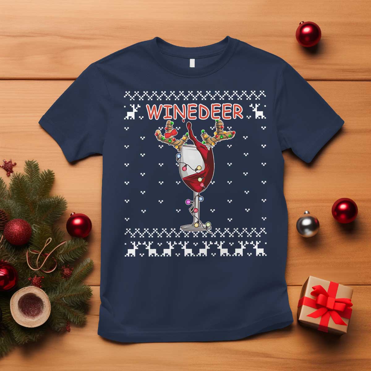 Christmas Couple Matching T Shirt Funny Winedeer Reinbeer Matching Ugly Sweaters Wine - Wonder Print Shop
