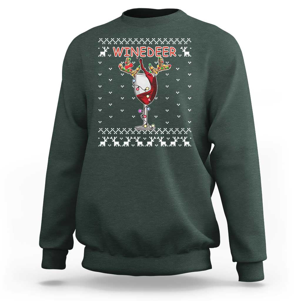 Christmas Couple Matching Sweatshirt Funny Winedeer Reinbeer Matching Ugly Sweaters Wine - Wonder Print Shop
