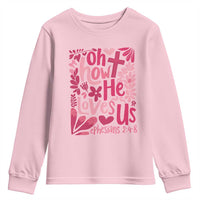 Oh how He Loves Us Youth Sweatshirt Boho Christian Valentine - Wonder Print Shop