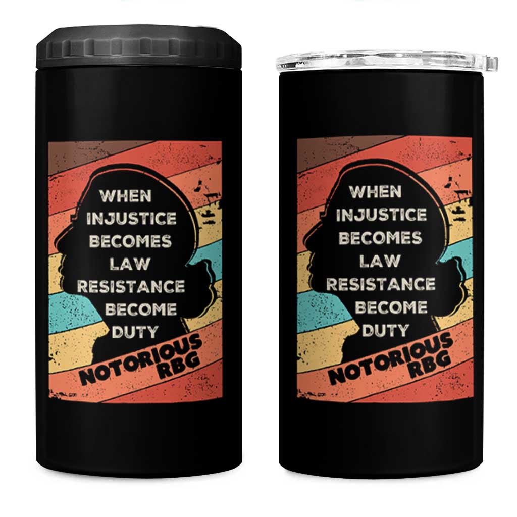 When Injustice Becomes Law Resistance Becomes Duty 4 in 1 Can Cooler Tumbler Political Protest Feminist RGB - Wonder Print Shop