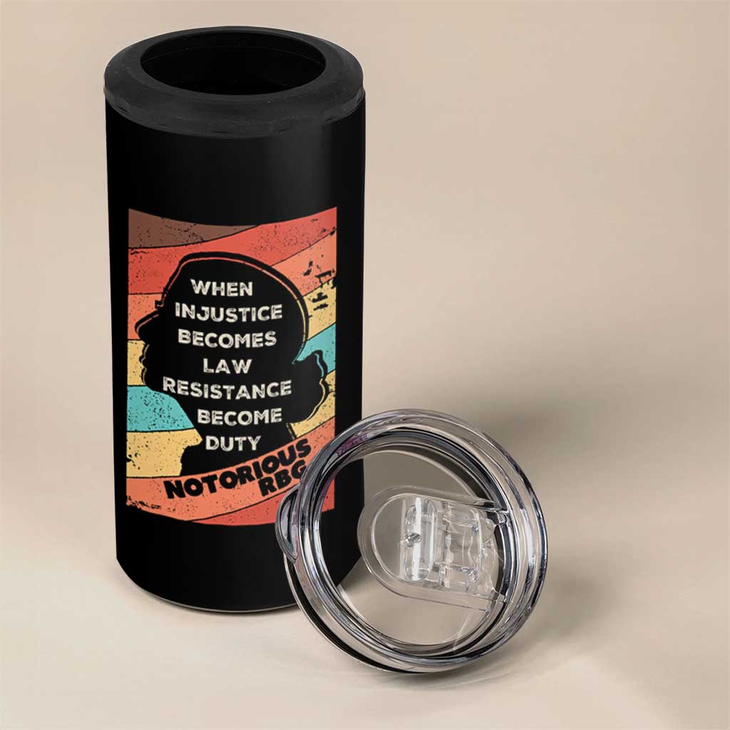 When Injustice Becomes Law Resistance Becomes Duty 4 in 1 Can Cooler Tumbler Political Protest Feminist RGB - Wonder Print Shop