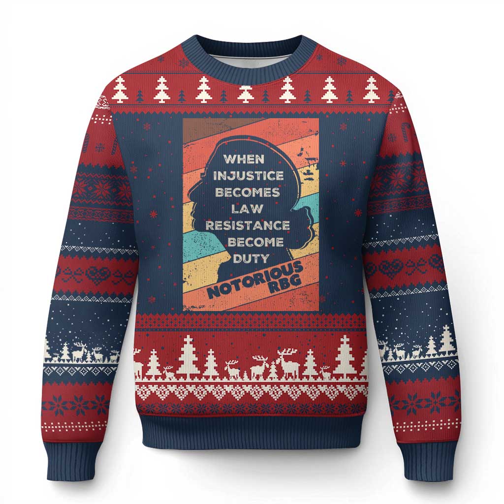 When Injustice Becomes Law Resistance Becomes Duty Ugly Christmas Sweater Political Protest Feminist RGB - Wonder Print Shop