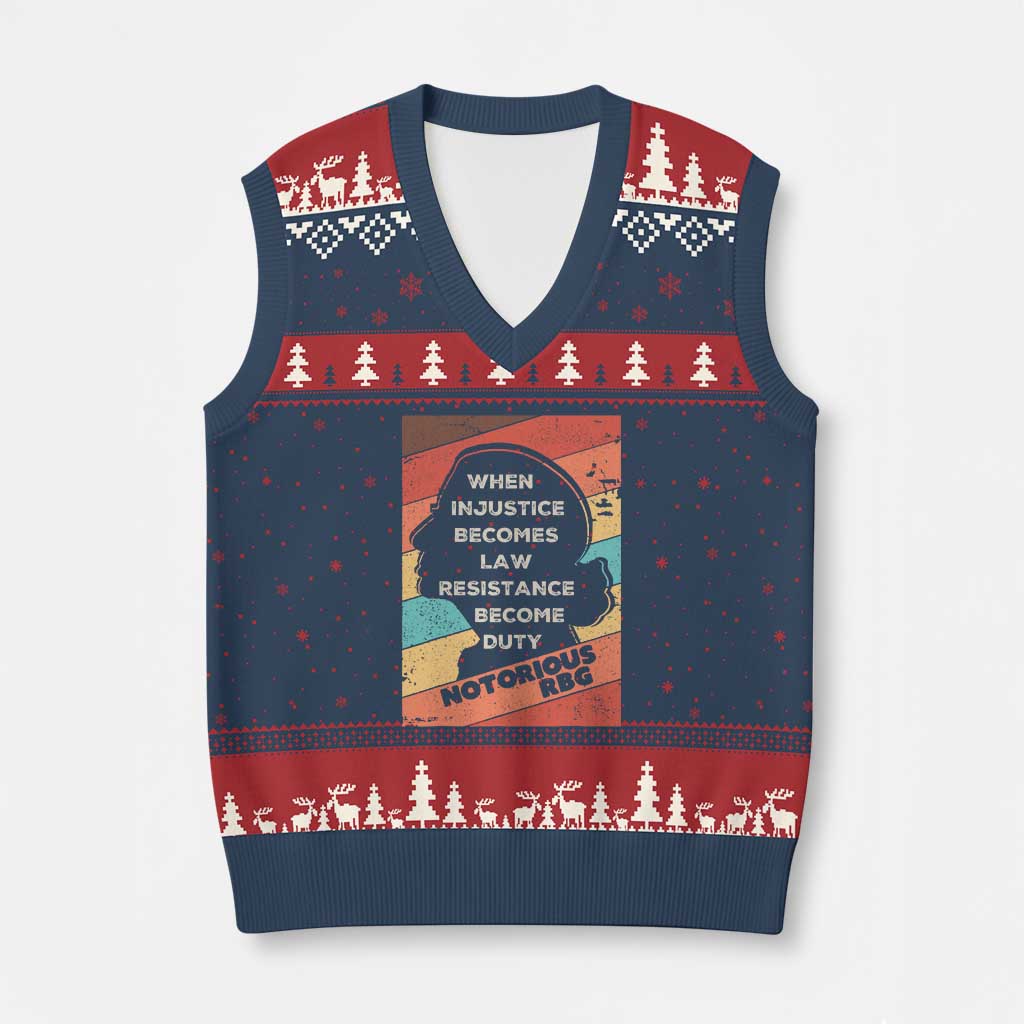 When Injustice Becomes Law Resistance Becomes Duty V-Neck Knit Sweater Vest Political Protest Feminist RGB - Wonder Print Shop