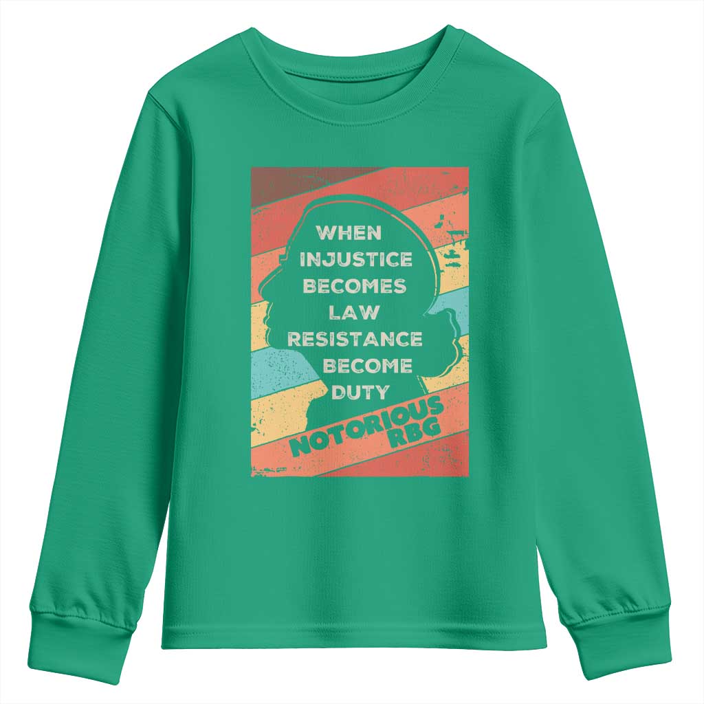 When Injustice Becomes Law Resistance Becomes Duty Youth Sweatshirt Political Protest Feminist RGB - Wonder Print Shop