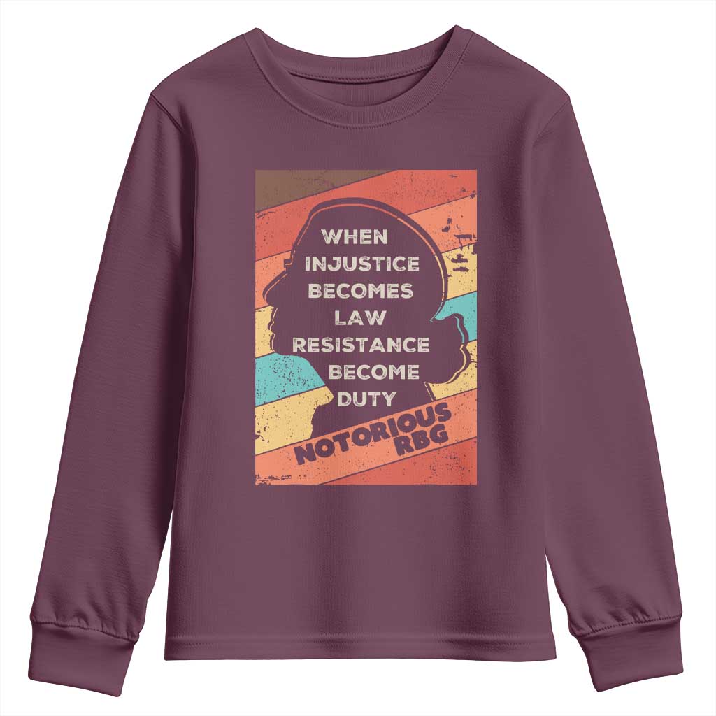 When Injustice Becomes Law Resistance Becomes Duty Youth Sweatshirt Political Protest Feminist RGB - Wonder Print Shop