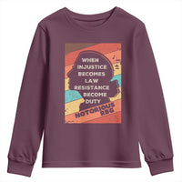 When Injustice Becomes Law Resistance Becomes Duty Youth Sweatshirt Political Protest Feminist RGB - Wonder Print Shop
