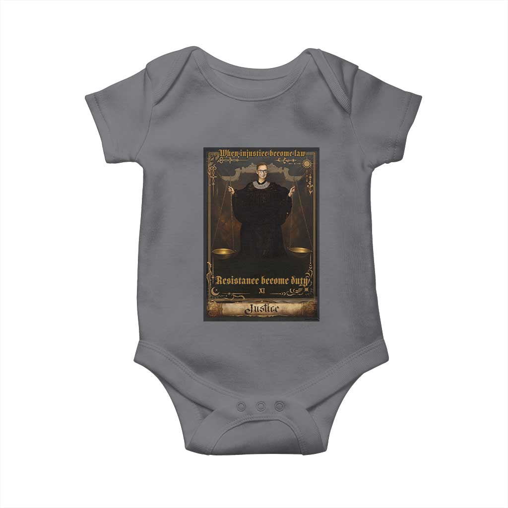 Tarot Card RBG Baby Onesie When Injustice Becomes Law Resistance Becomes Duty - Wonder Print Shop