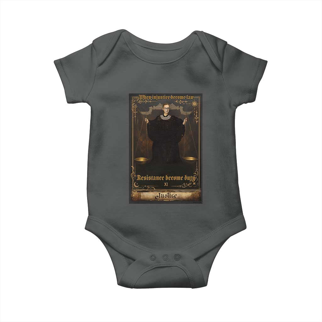 Tarot Card RBG Baby Onesie When Injustice Becomes Law Resistance Becomes Duty - Wonder Print Shop
