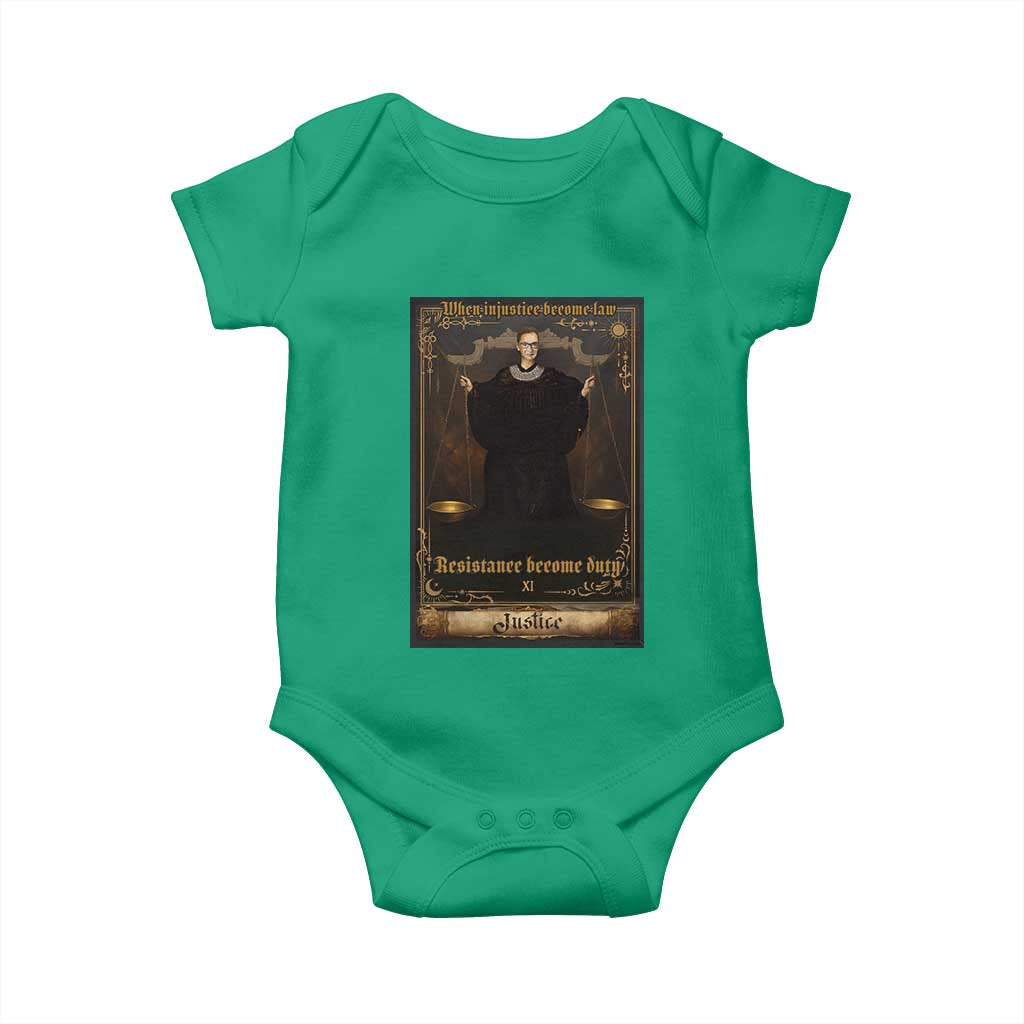 Tarot Card RBG Baby Onesie When Injustice Becomes Law Resistance Becomes Duty - Wonder Print Shop