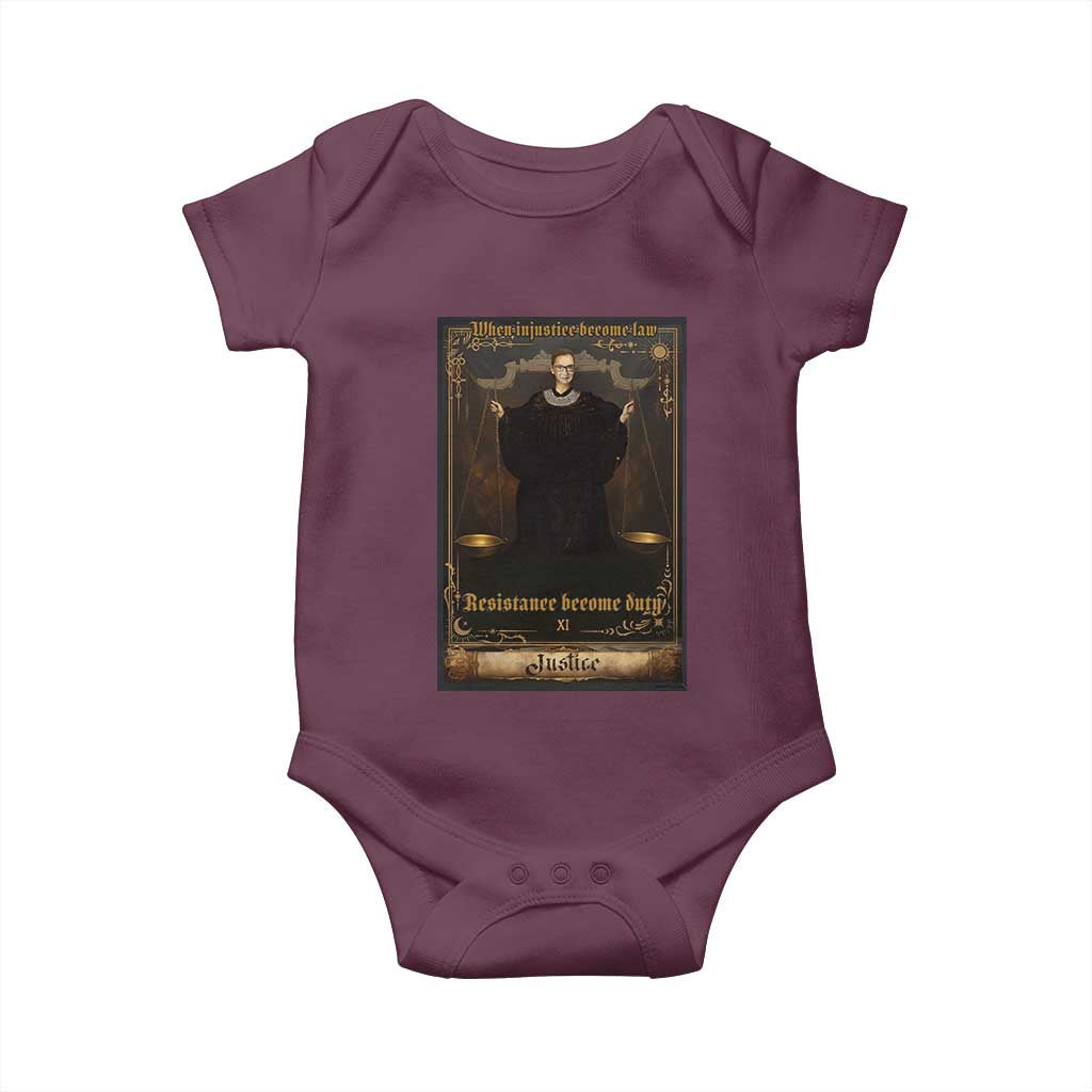 Tarot Card RBG Baby Onesie When Injustice Becomes Law Resistance Becomes Duty - Wonder Print Shop
