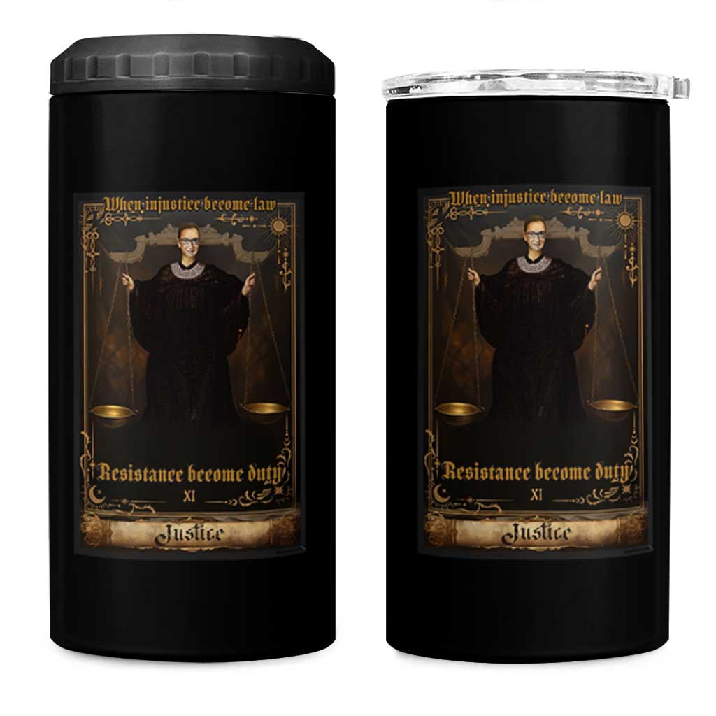 Tarot Card RBG 4 in 1 Can Cooler Tumbler When Injustice Becomes Law Resistance Becomes Duty - Wonder Print Shop