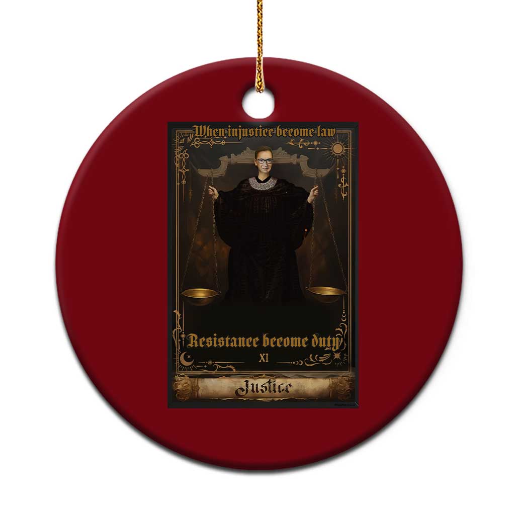 Tarot Card RBG Ceramic Ornament When Injustice Becomes Law Resistance Becomes Duty - Wonder Print Shop
